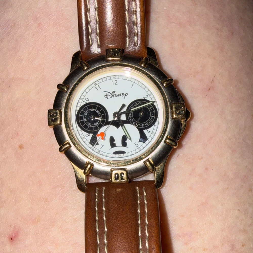 Disney Gold and Brown Mickey Mouse Watch